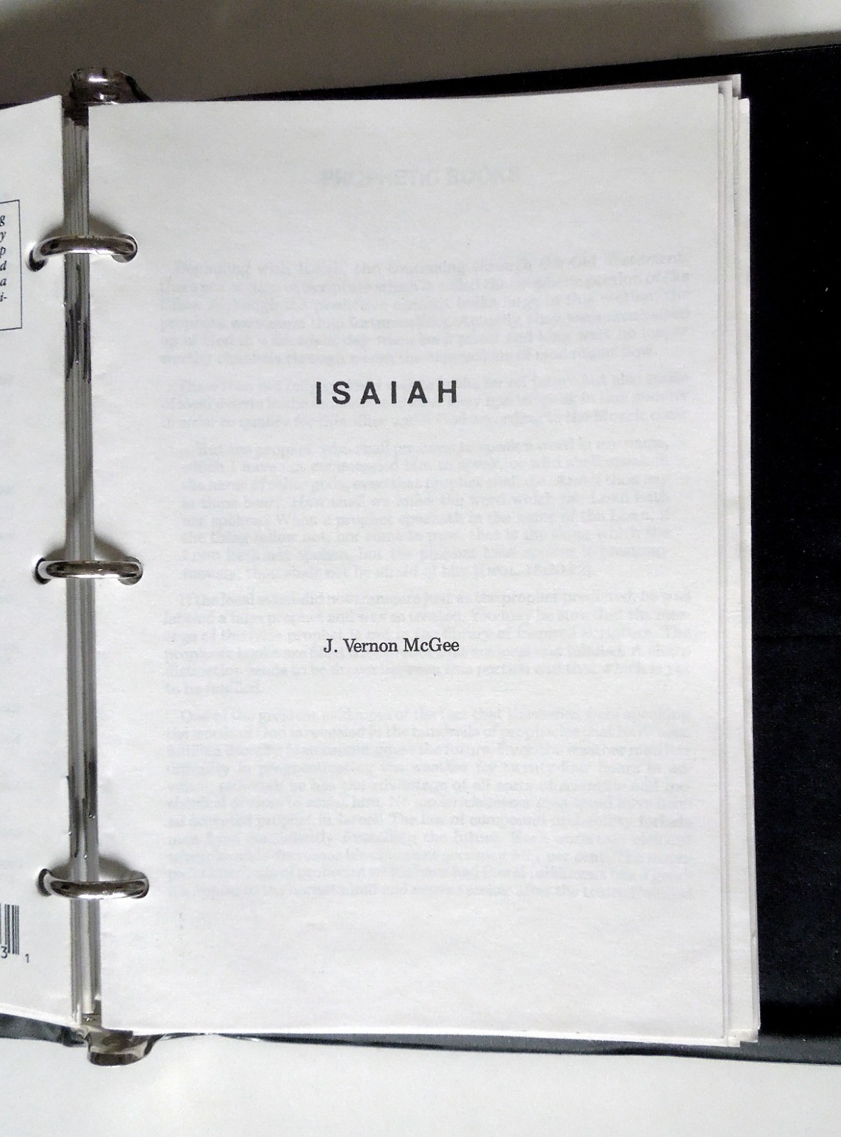 J. Vernon McGee’s Notes on the Holy Bible (partially complete, w/binder)