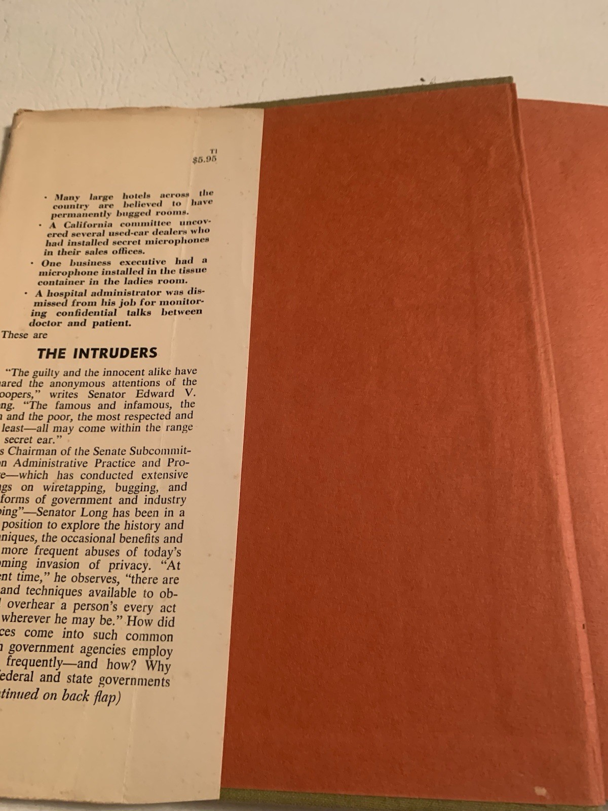 The Intruders by Sen Long Signed Hardcover With Dust Jacket 1967 3rd Printing
