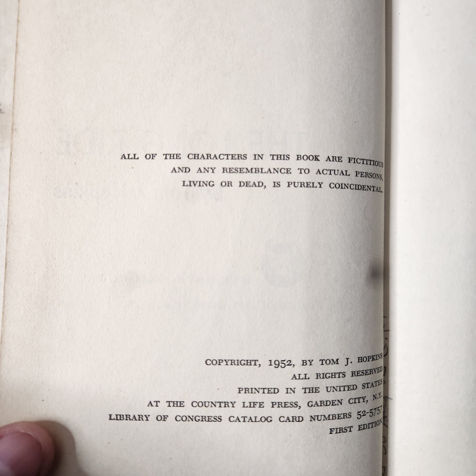 The Long Ride Tom J Hopkins 1952 Doubleday 1st Ed Vintage Action Western HC
