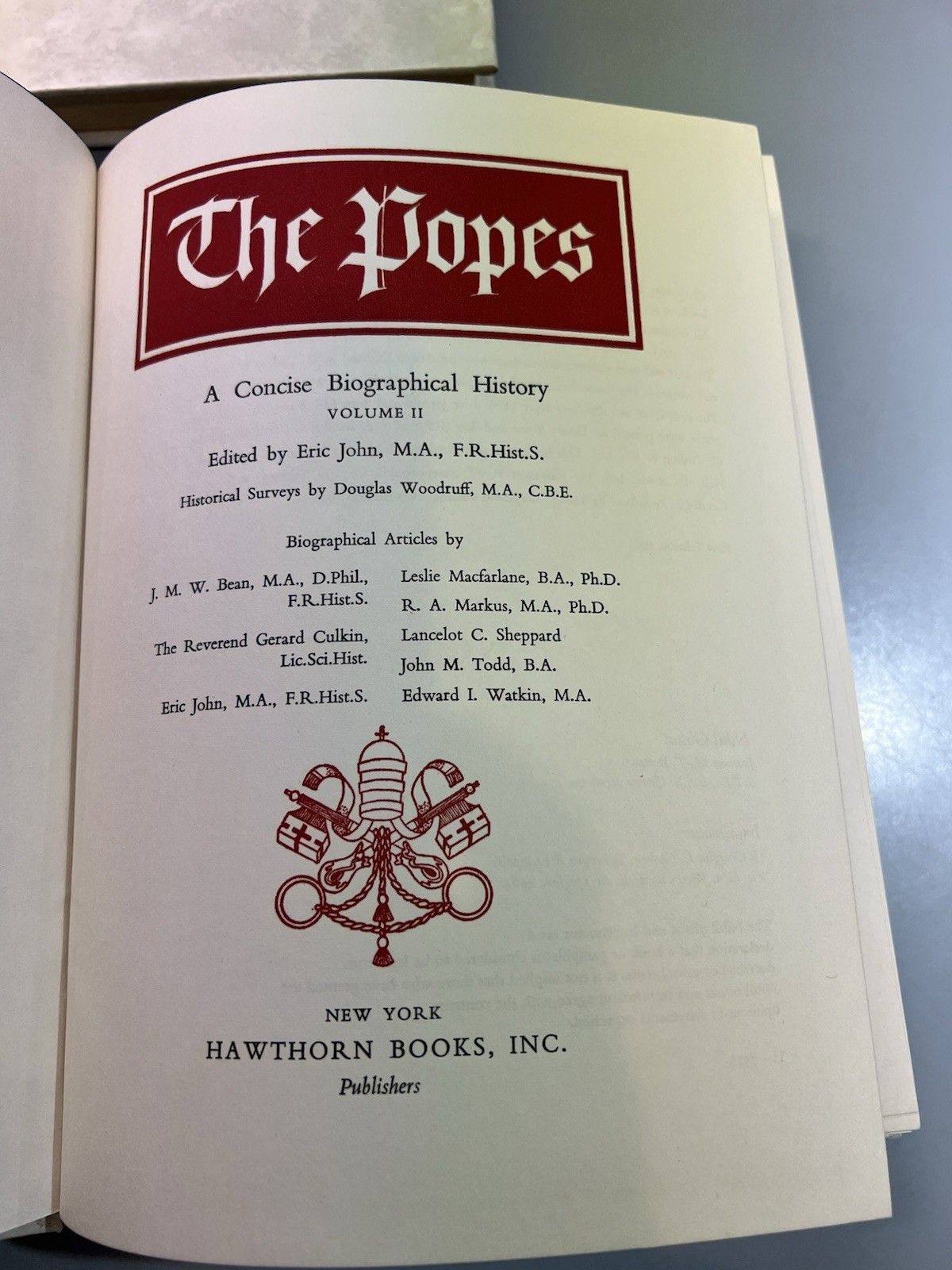 The Popes Eric John 1964 First Edition Vatican History Biography Greystone Books