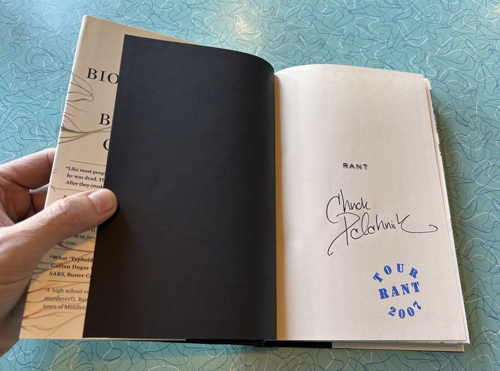 Chuck Palahniuk SIGNED AUTOGRAPHED Rant HC 1st Edition 1st Print Fight Club NEW
