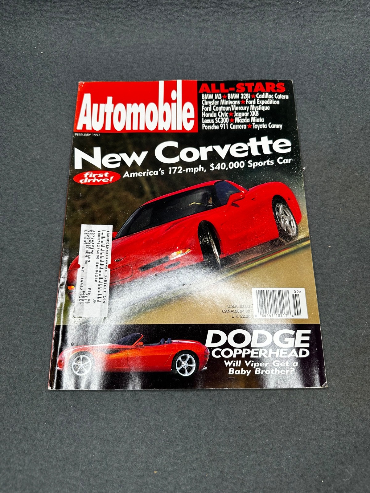 Automobile Magazine February 1997 Corvette BMW M3 328i Honda Civic Mazda Miata