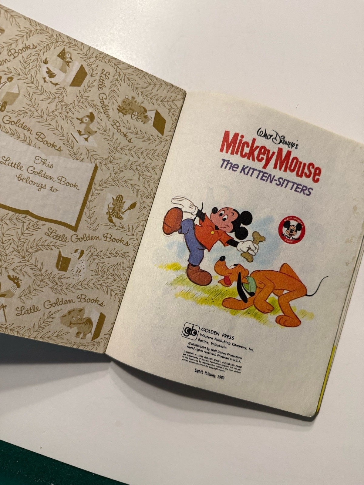 Walt Disney’s Mickey Mouse The Kitten-Sitters Little Golden Book VTG 1980