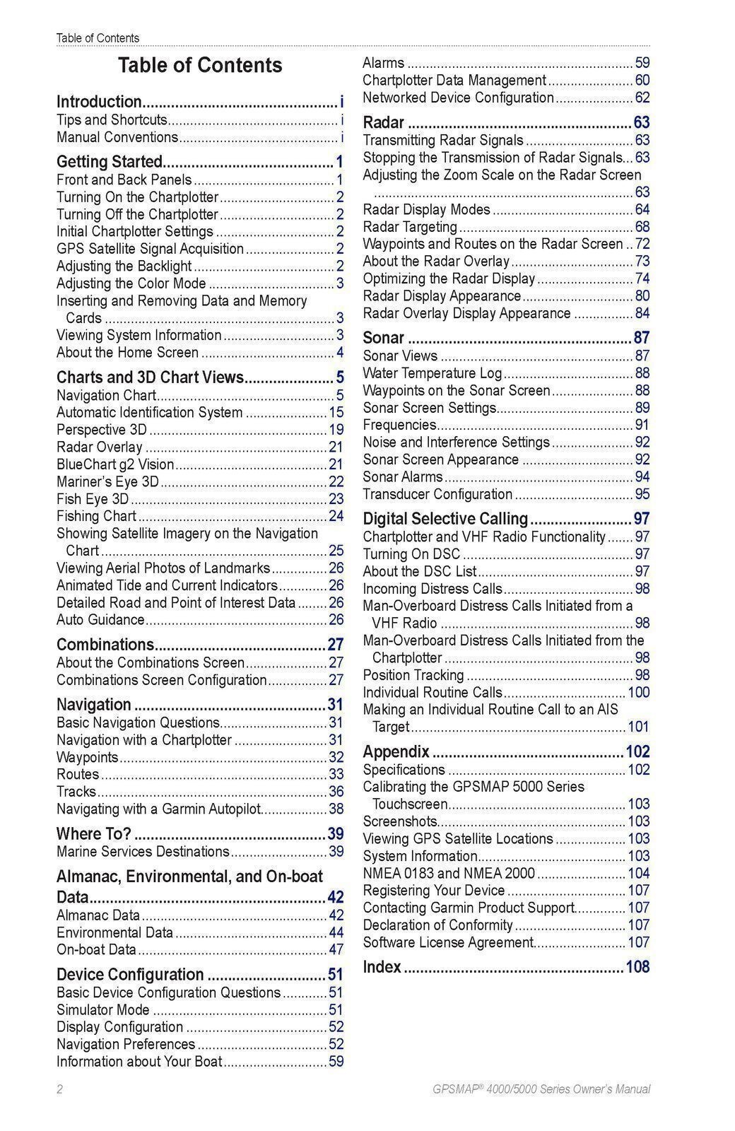 GARMIN GPSMAP 4000 5000 Series Owners Manual – DOUBLE WIRE BOUND