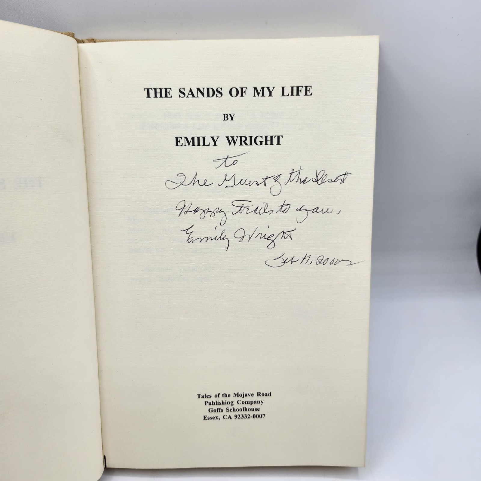 The Sands Of My Life By Emily Wright No Dust Jacket Signed