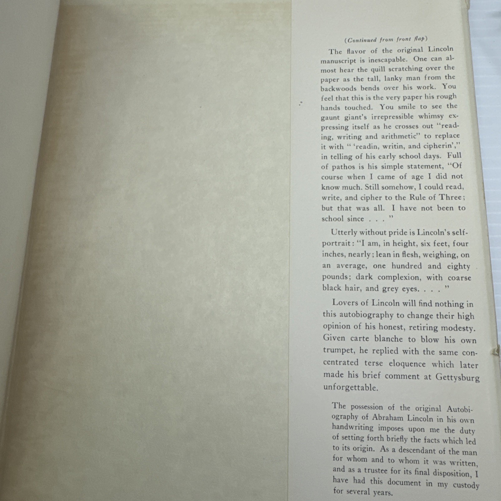 Abraham Lincoln’s Autobiography Robert Dale Richardson 1952 HC Beacon Press