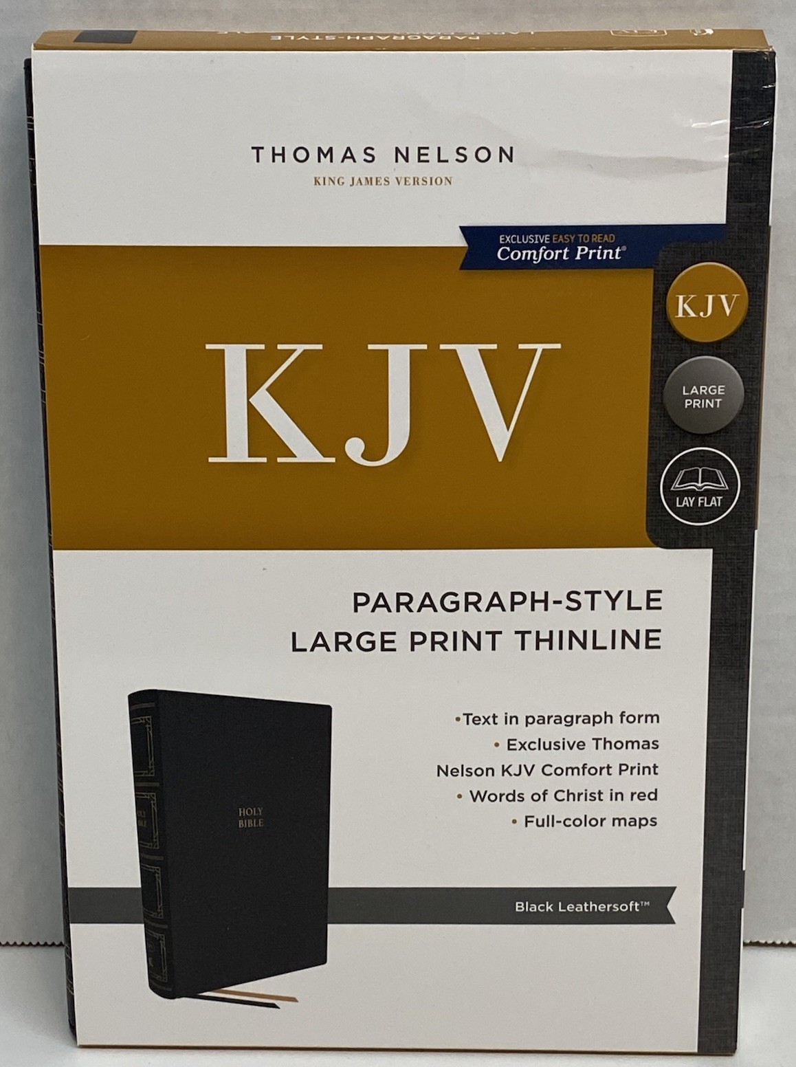 KJV, Paragraph Bible, Large Print 10-Pt, Black Leather-Soft, King James Version