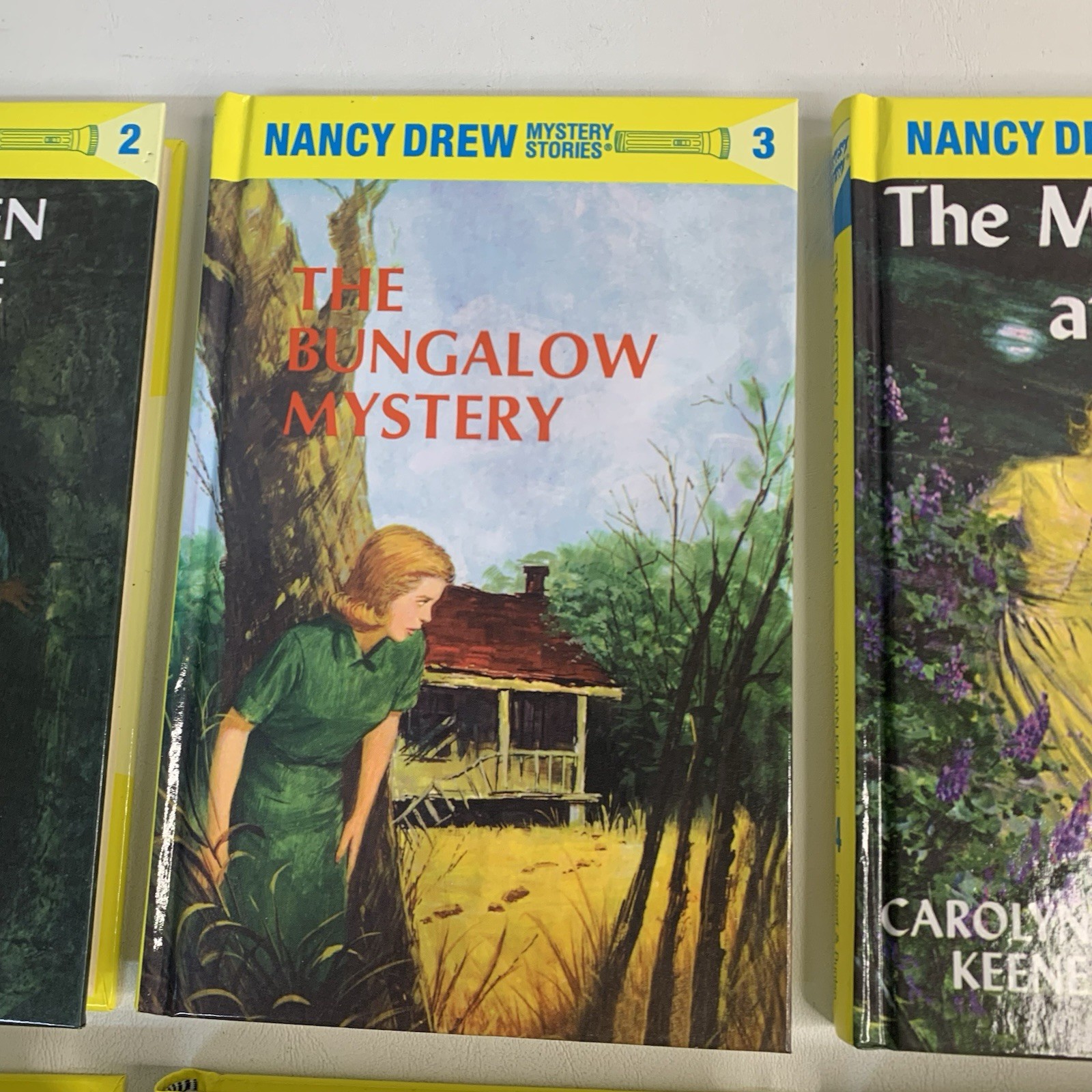 Lot of 13 Nancy Drew Books Flashlight Yellow Spine HC Books 1- 10, 20, 34 & 48