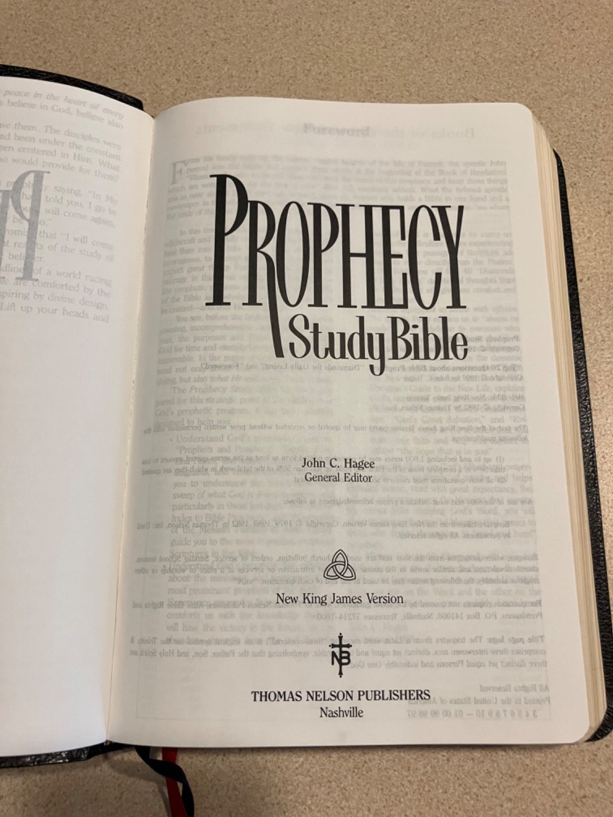 Prophecy Study Bible John Hagee NKJV 1997 Black Bonded Leather