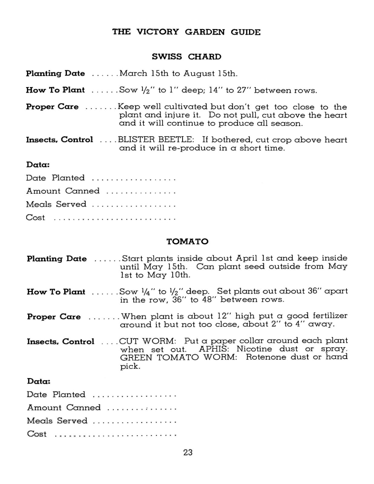 1944 The Victory Garden Guide 27 Page