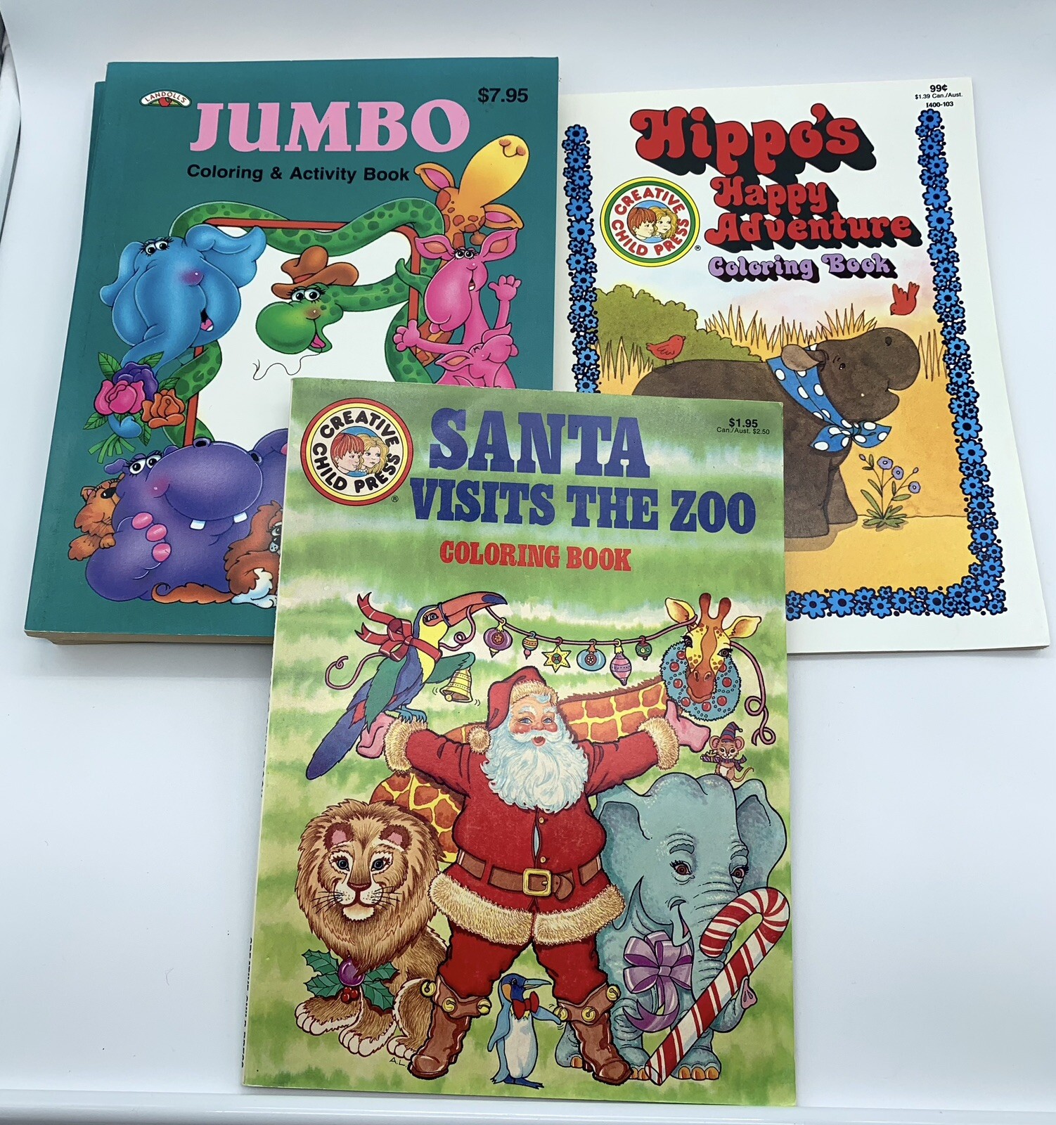 Vintage Coloring Books Lot 1980’s & 1990s Sesame Street Santa Animals NOS & USED