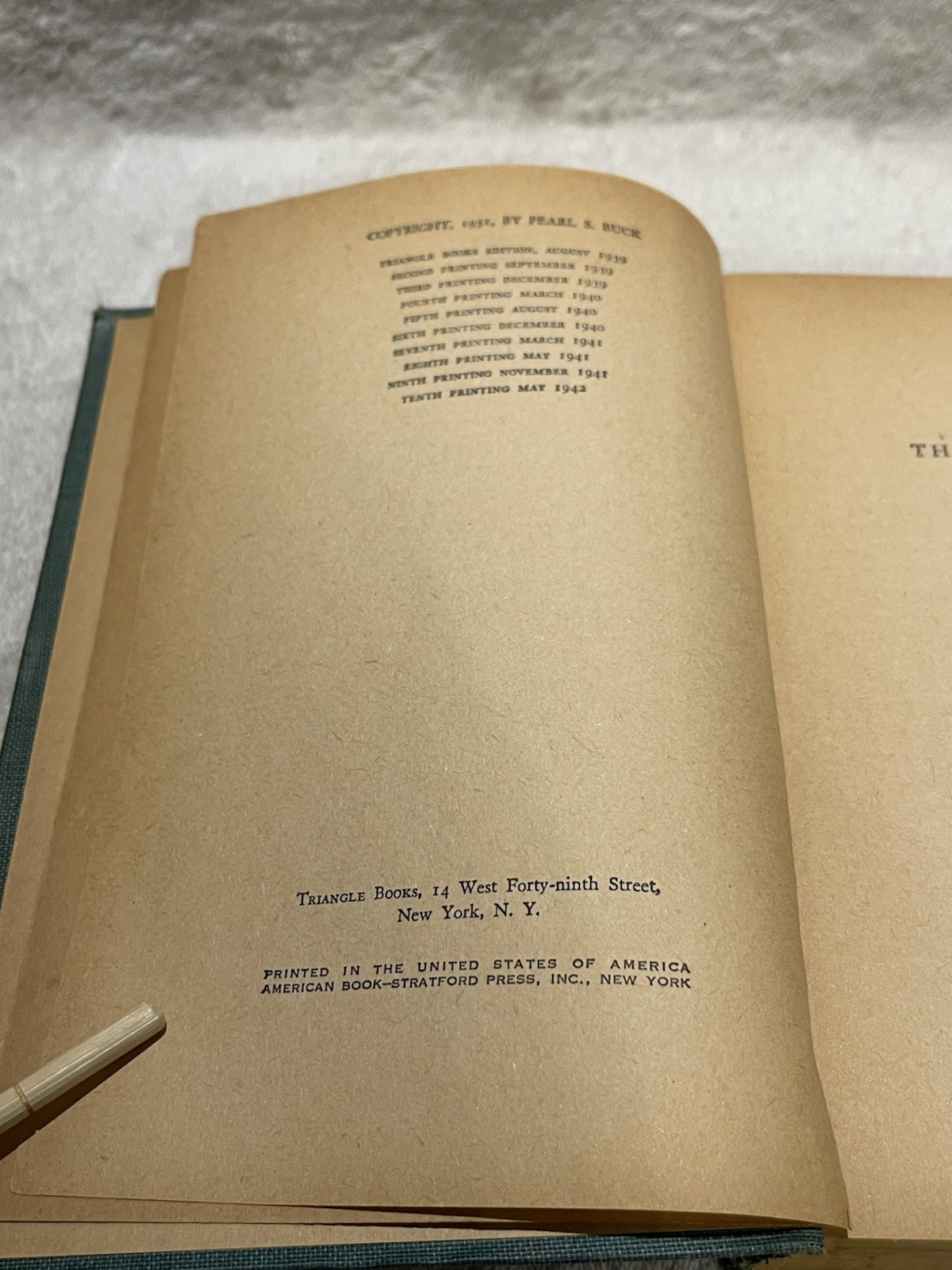 The Good Earth by Pearl S. Buck – 1942 HC 10th Printing