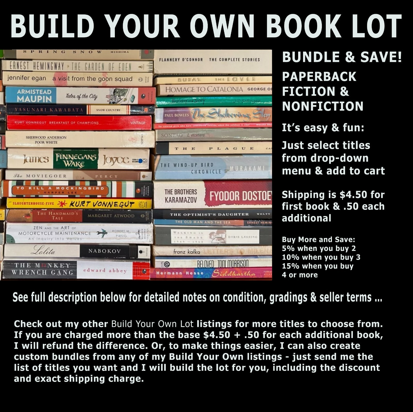 BUILD YOUR OWN LOT : Subversive Books/Cult Novels/Classic Lit : Bundle & Save!