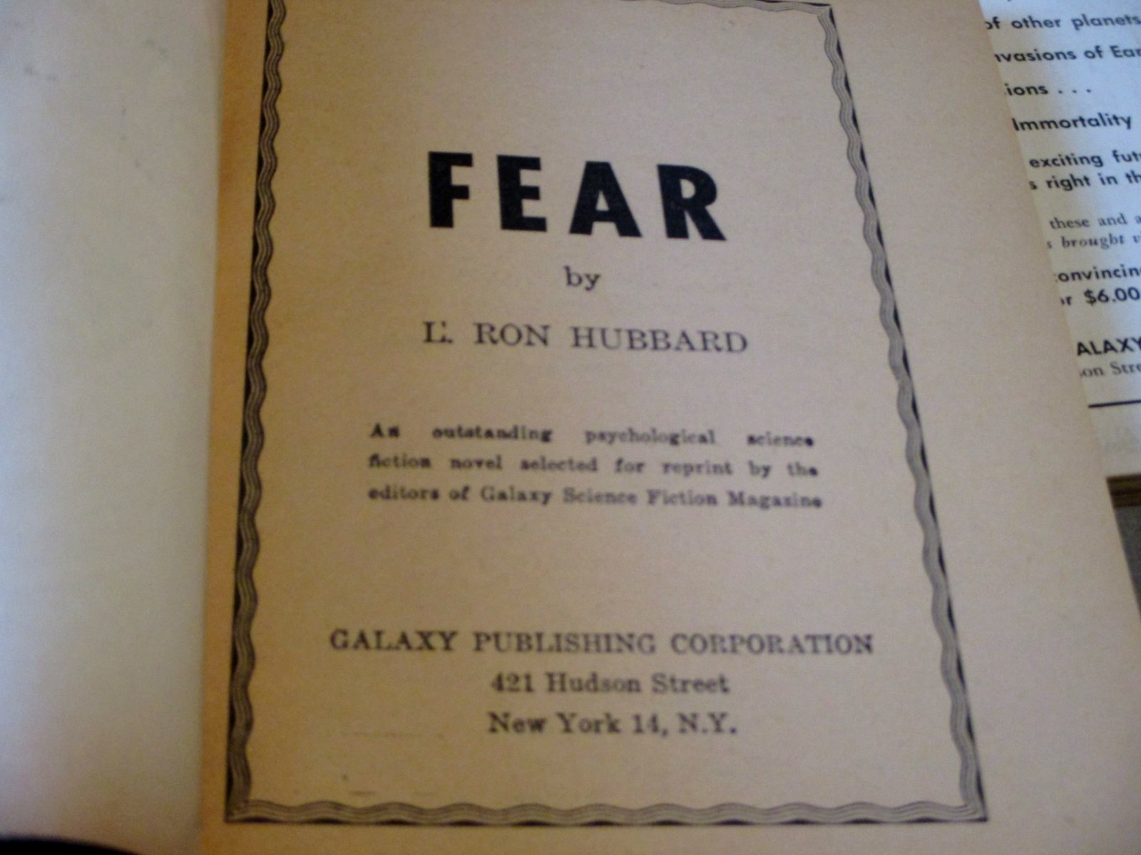 11-1950’S SCIENCE FICTION SCI-FI ALIEN-PULP PAPERBACK BOOK-FEAR- L.RON HUBBARD