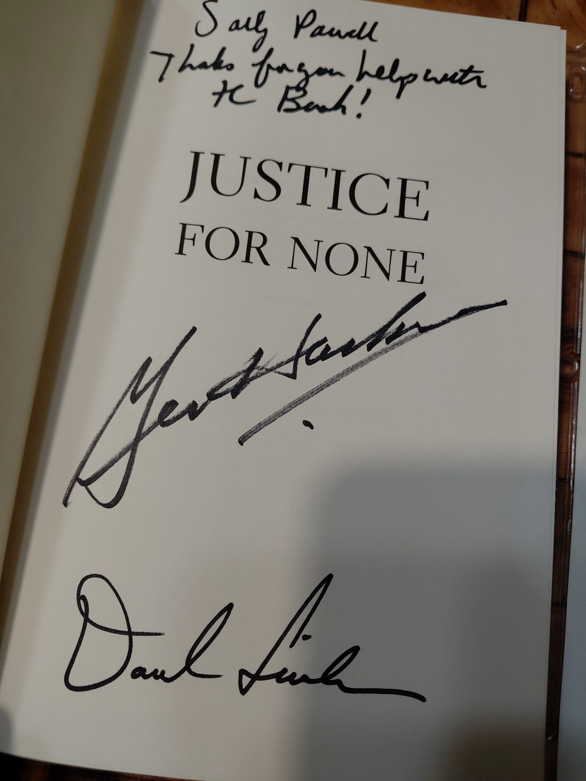 Justice for None by Daniel Lenihan and Gene Hackman Signed Copy