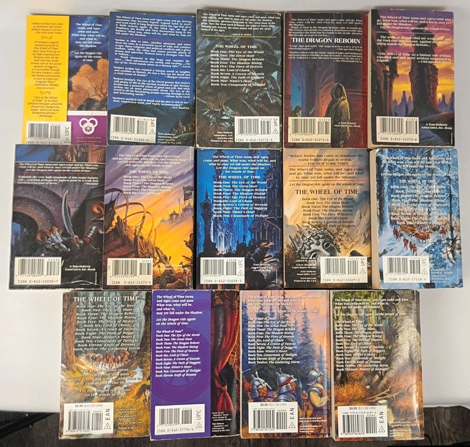 Wheel of Time MM Paperback set, 1-13 + New Spring 14 Total Books, Robert Jordan