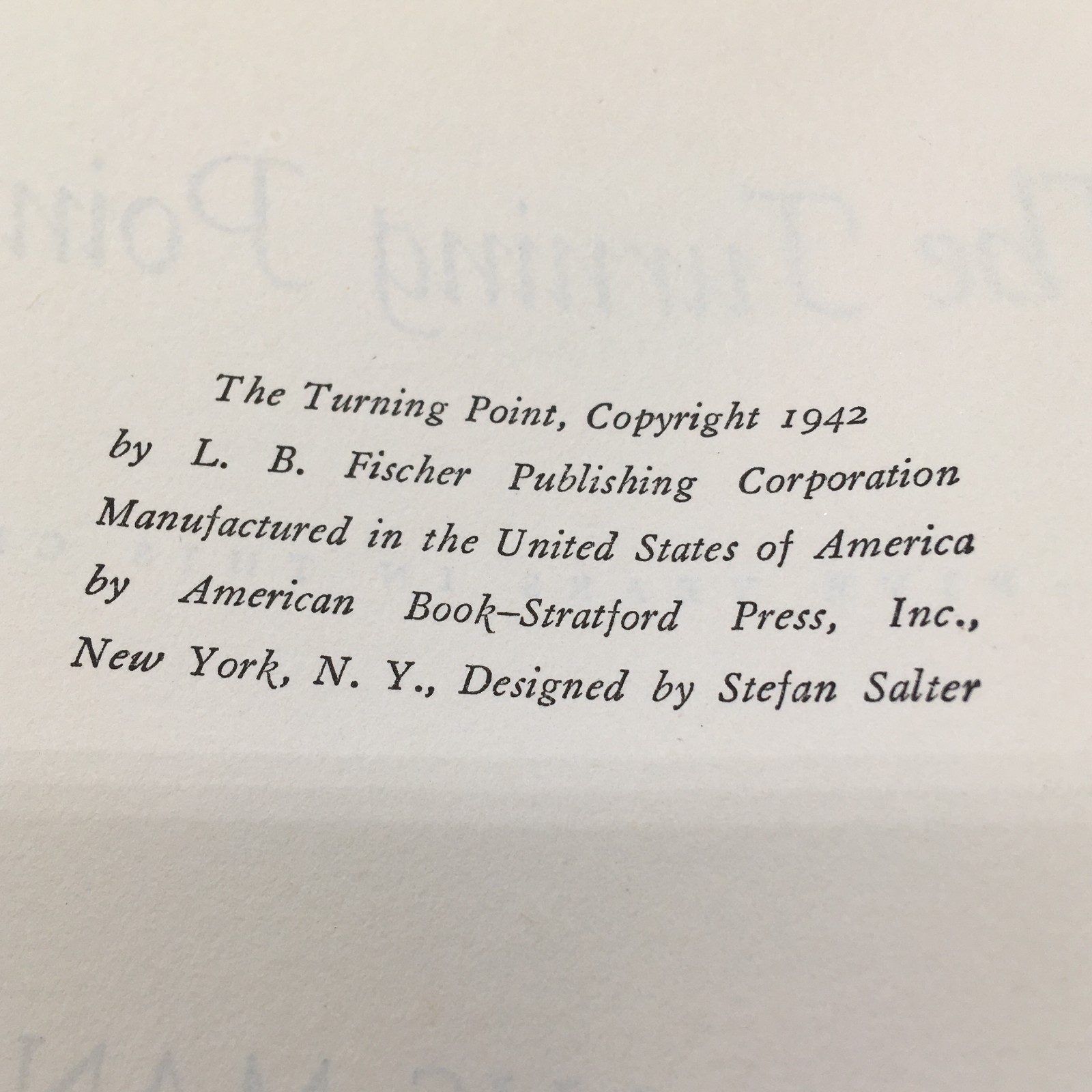 The Turning Point: Thirty-Five Years in This Century – 1st Ed, 1942 KLAUS MANN