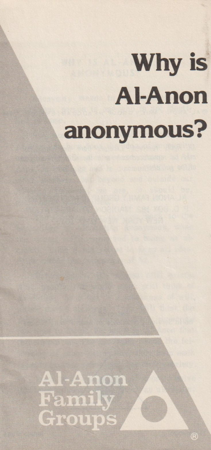 Why is Al-Anon anonymous? 1980 booklet from AFG, P-33, 12 pages