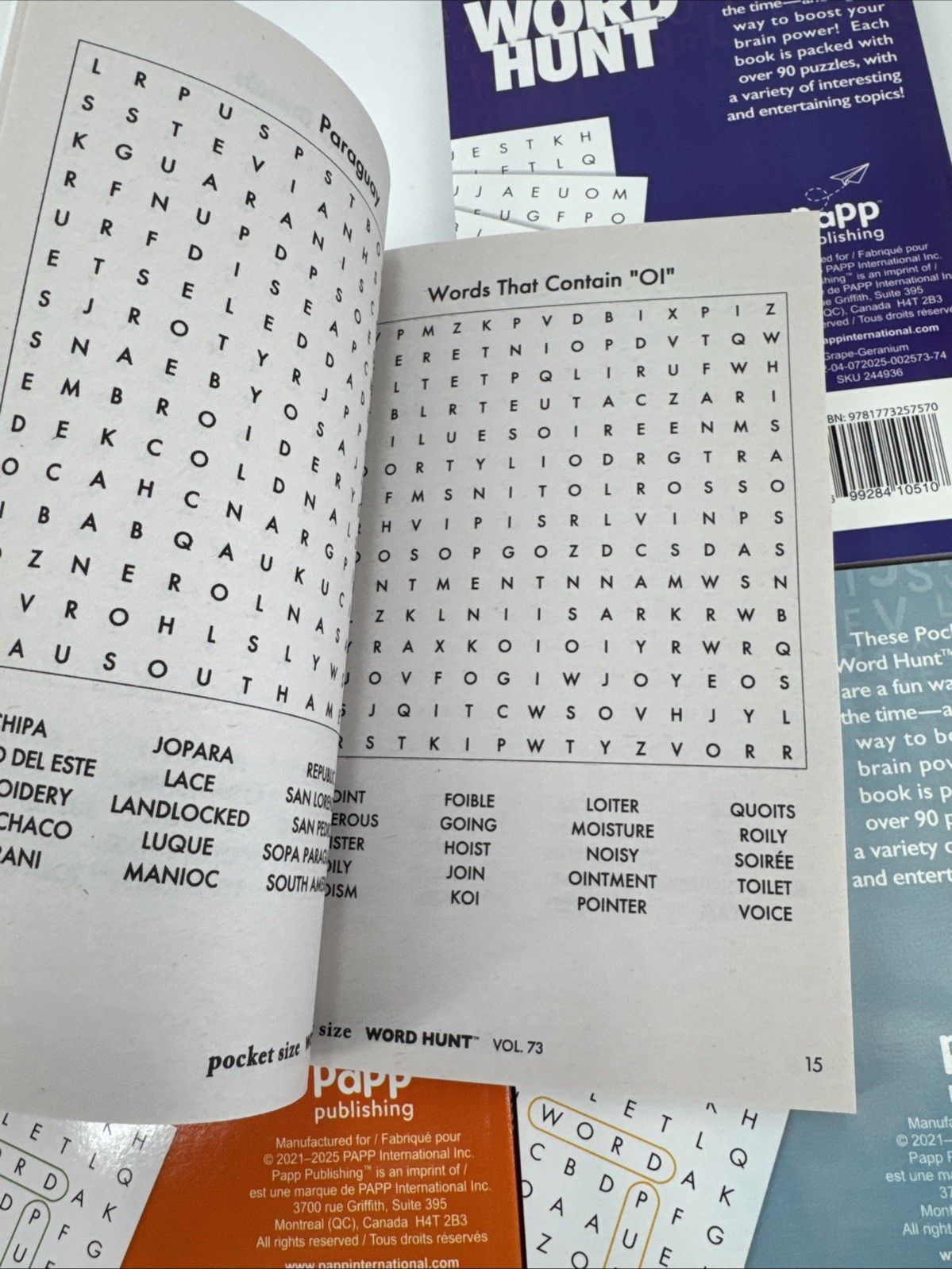 Lot Of 4 Papp Word Hunt Word Search Pocket Size Books NEW vol. 73-76