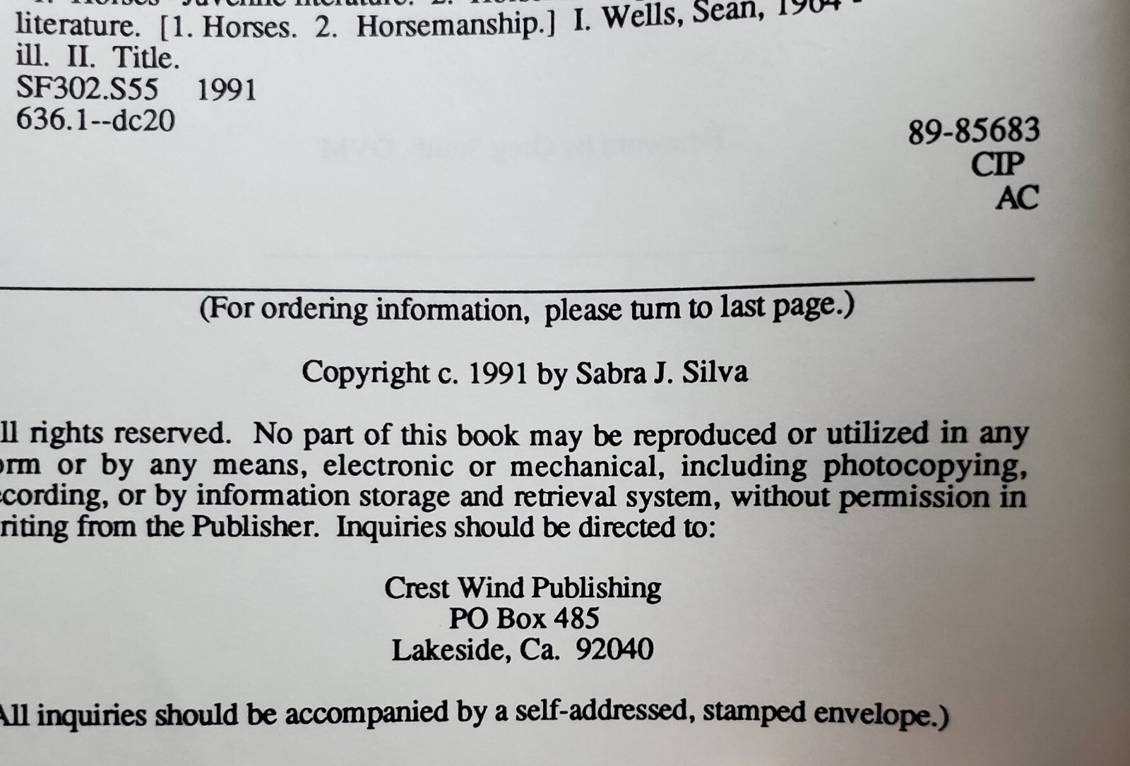 Horses : From Grooming to Galloping by Sabra Silva (1990, Trade Paperback)