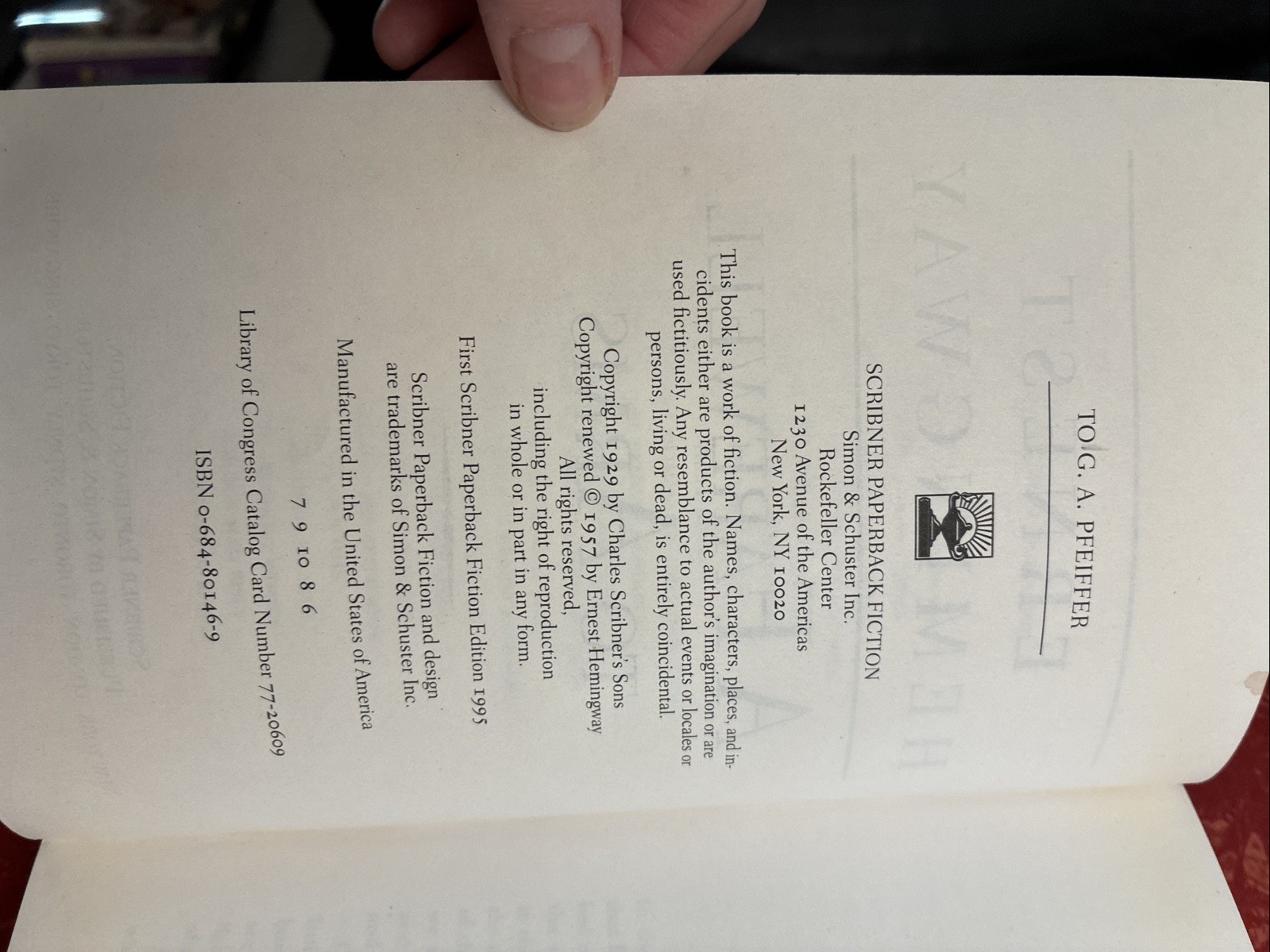 A Farewell to Arms by Ernest Hemingway 1995 Paperback 1st Paperback Scribner Ed