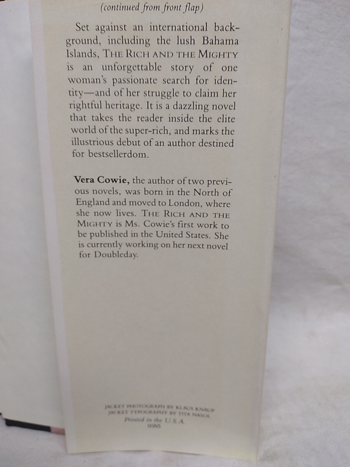 Rich and the Mighty by Vera Cowie Doubleday Publishing Group 1981 398 pages