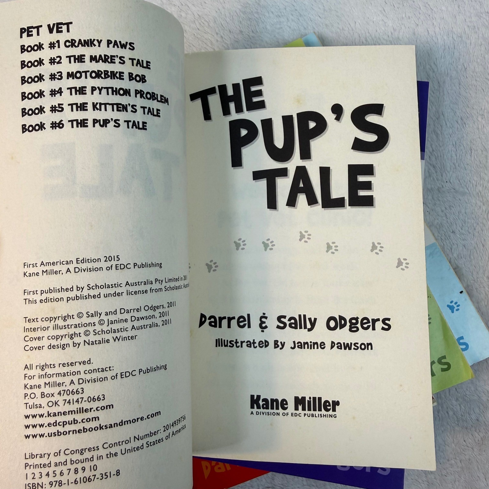 Pet Vet Book Lot Darrel Sally Odgers Kane Miller Cranky Paws Pup’s Tale 5 Books