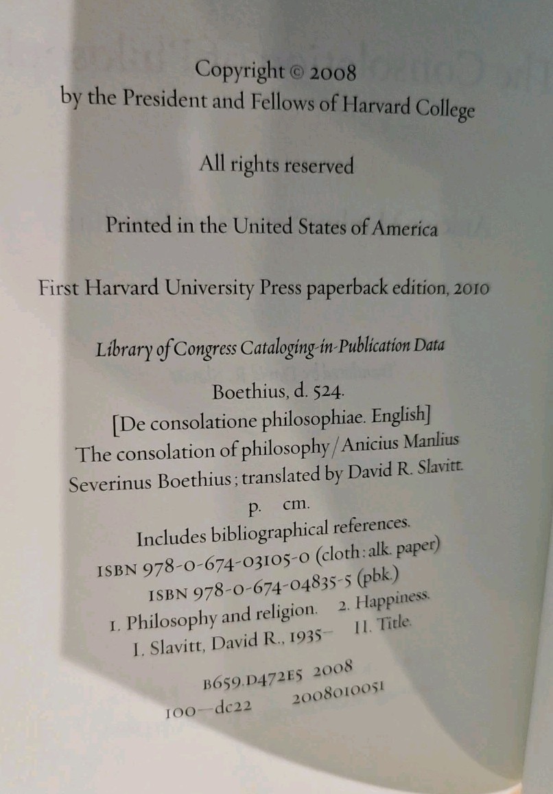 The Consolation of Philosophy by Boethius: New David Slavitt Paperback 175 Pages