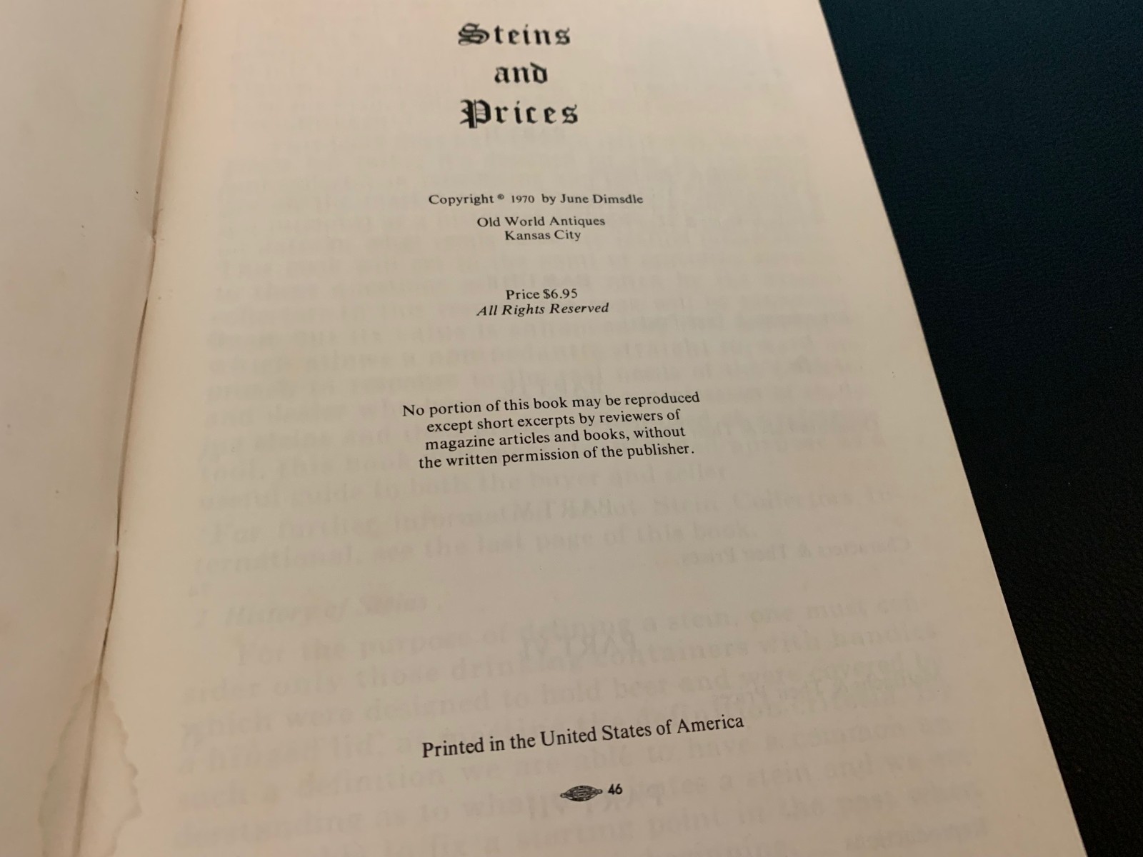 Steins and Prices -1st Edition- Paperback -June Dimsdle-104 pages (1970)