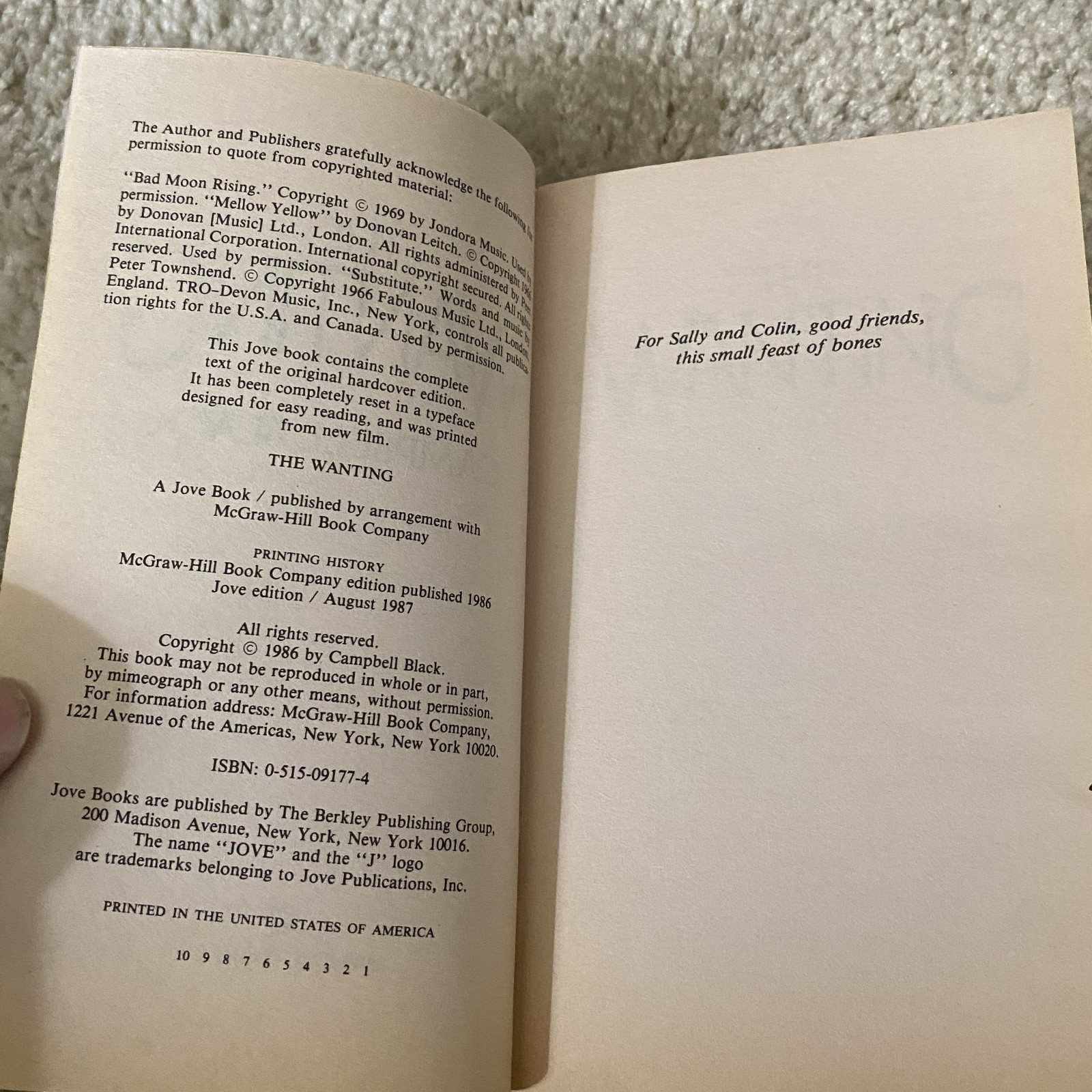 Vintage The Wanting Book Campbell Black Paperbacks From Hell PB First Edition
