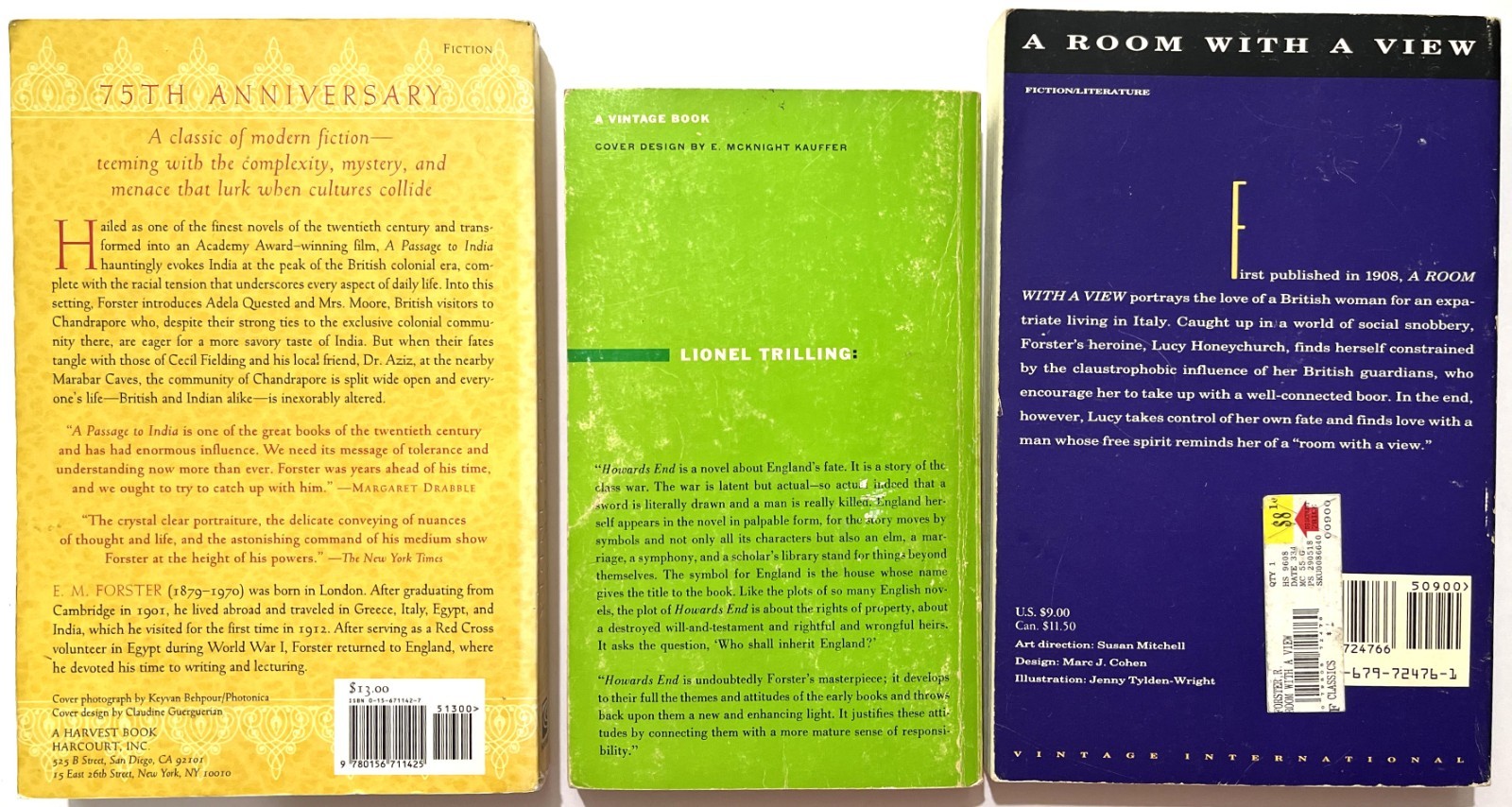 Lot of 3 E.M. Forster: Passage to India ~ Howard’s End ~ A Room with a View ~ PB