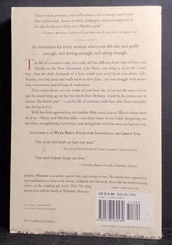 Having a Mary Heart in a Martha World Joanna Weaver 2000 Christian PB