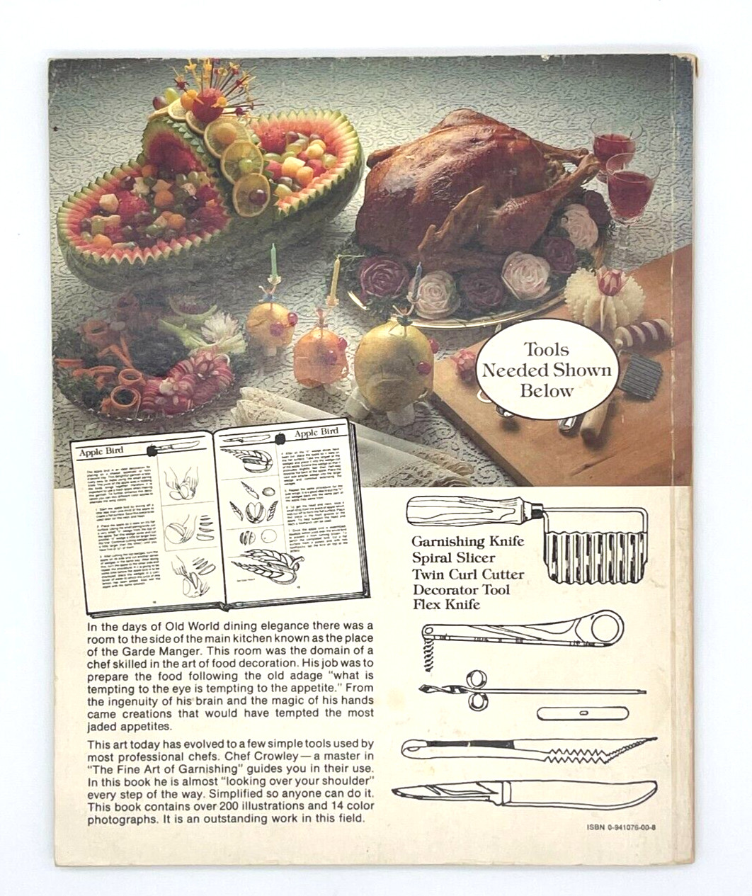 The Fine Art of Garnishing Food Jerry Crowley Vintage 1982-104 pages See Video