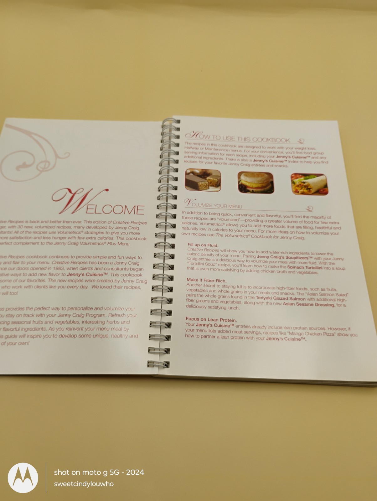 cookbook Creative Recipes by Jenny Craig spiral bound paperback 108 pages 2008