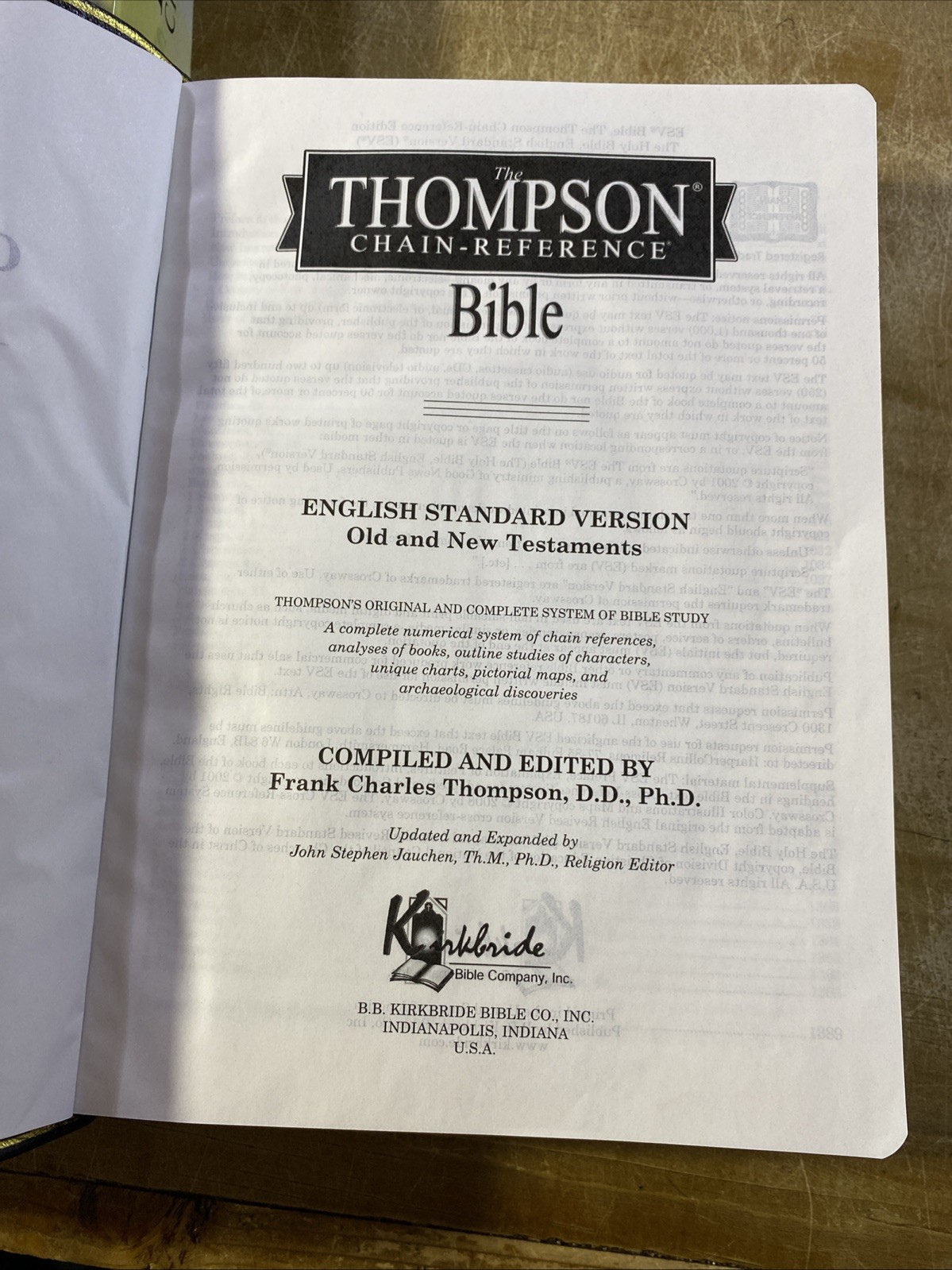 Rare 2016 Kirkbride Thompson Chain-Reference Bible ESV Black Genuine Leather USA