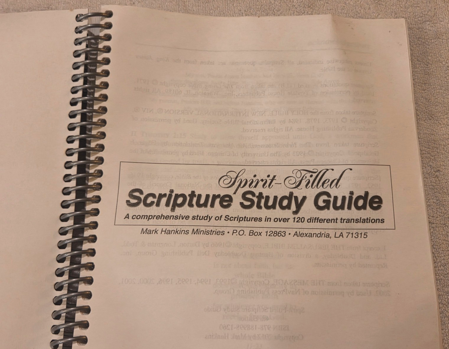 Spirit-Filled Scripture Study Guide Mark Hankins Spiral Bible Study Book 4th ED.