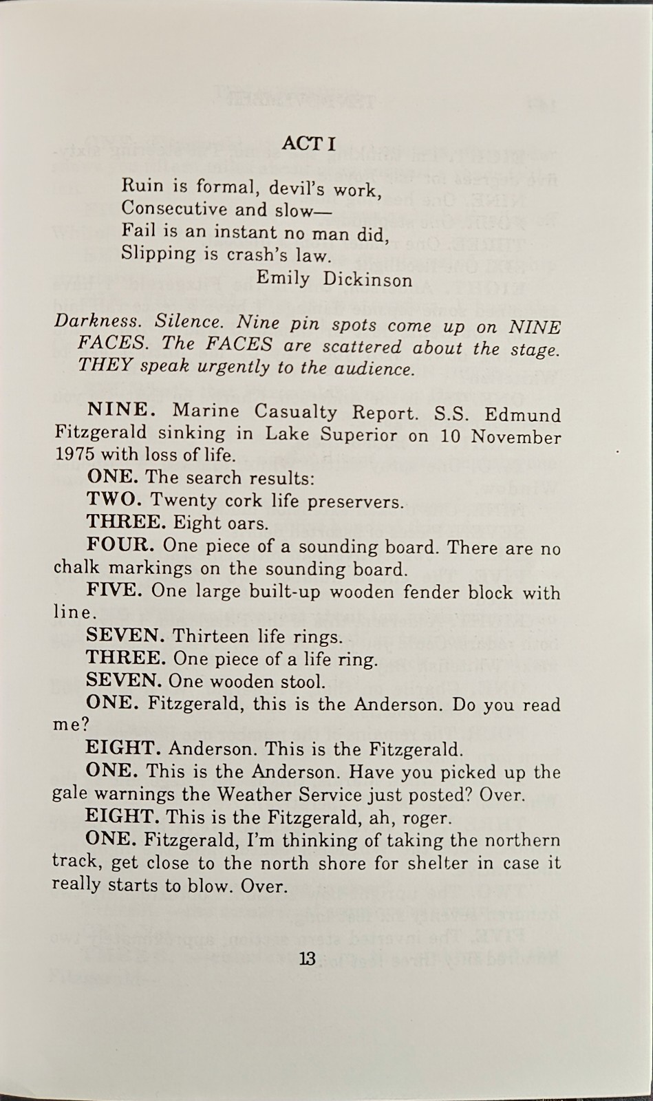 Ten November A play by Steven Dietz Music and Lyrics by Eric Bain Peltoniemi