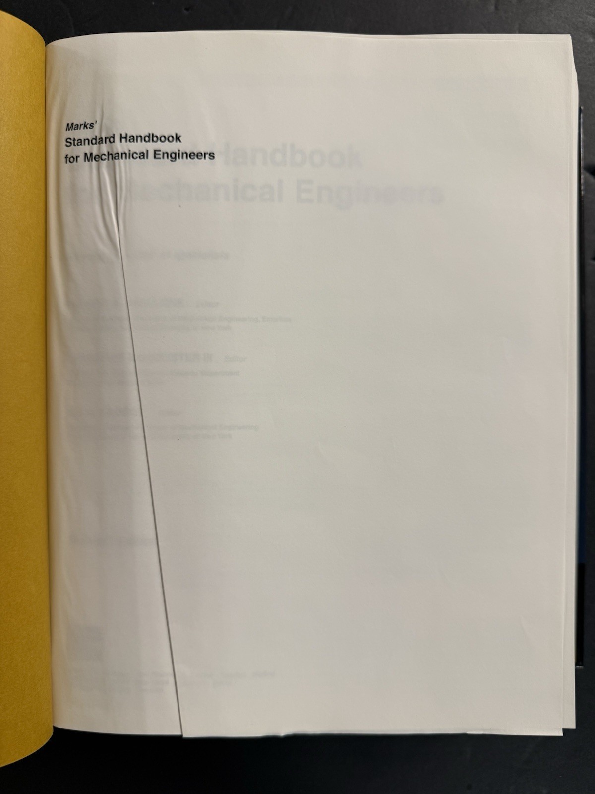MARKS‘ STANDARD HANDBOOK FOR MECHANICAL ENGINEERS 11th/Anniv Ed (2007, HC) VG