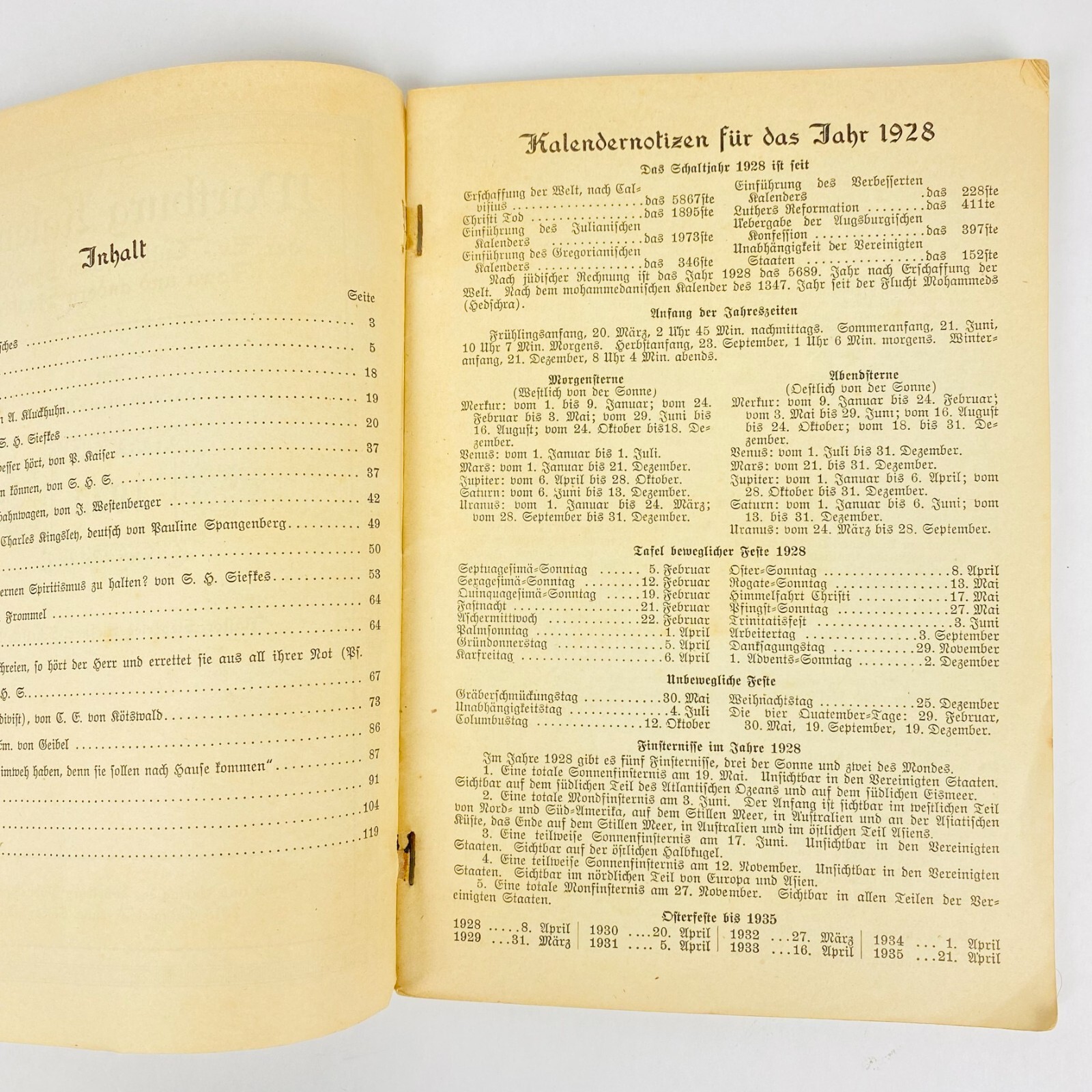 1928 Wartburg Kalender German Edition Book Seminar Dubuque Iowa Vintage