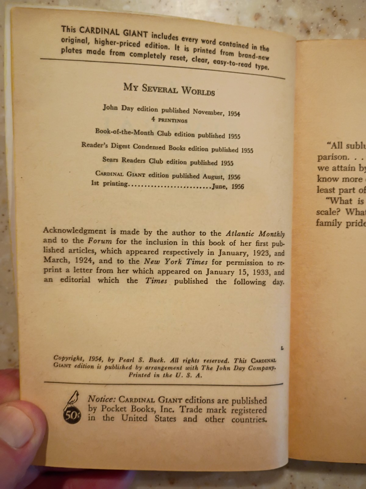 LOT OF 3 PEARL S BUCK CARDINAL EDITION PAPERBACKS FAST FREE SHIPPING SEE PHOTOS
