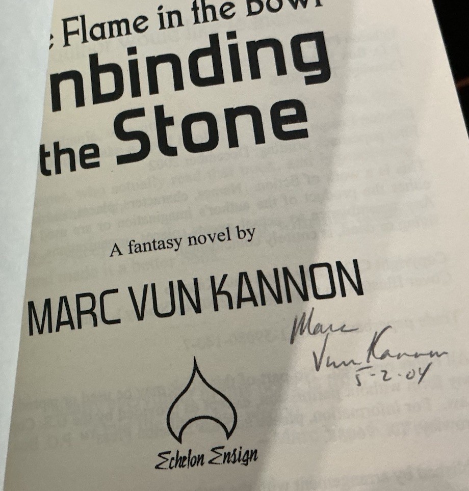SIGNED COPY Unbinding the Stone by Marc Vun Kannon Trade Paperback Great Find