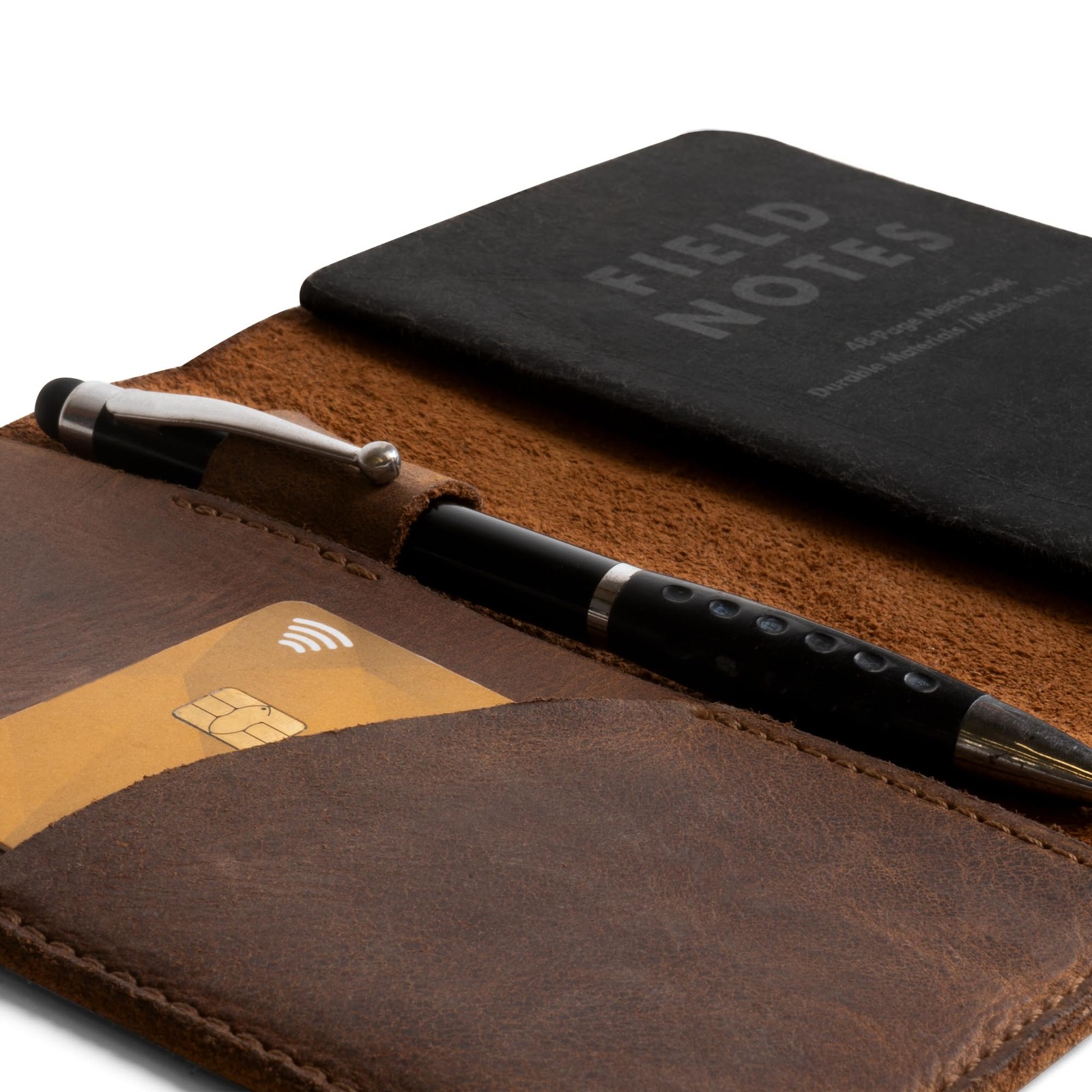 Leather Field Notes Cover, Leather Notebook Cover 3.5 x 5.5 in. with Card and…