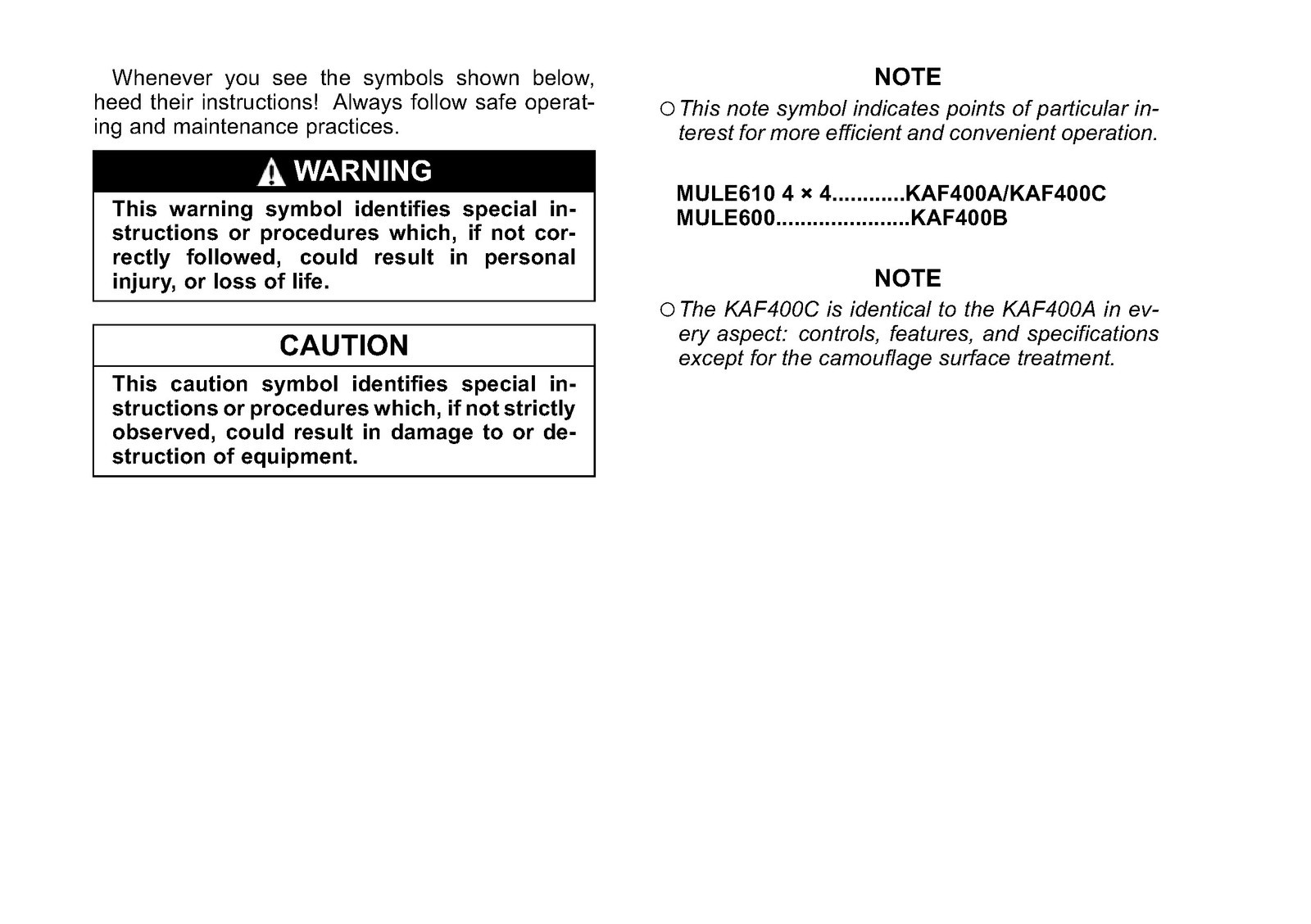 KAWASAKI Mule 610 4×4 600 Owners Manual DOUBLE BIND – PROTECTIVE COVERS