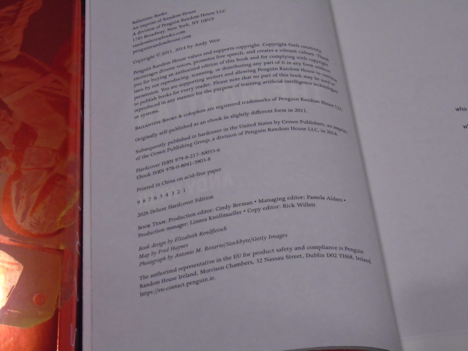 Signed Andy Weir The Martian Deluxe Edition US Edition Project Hail Mary