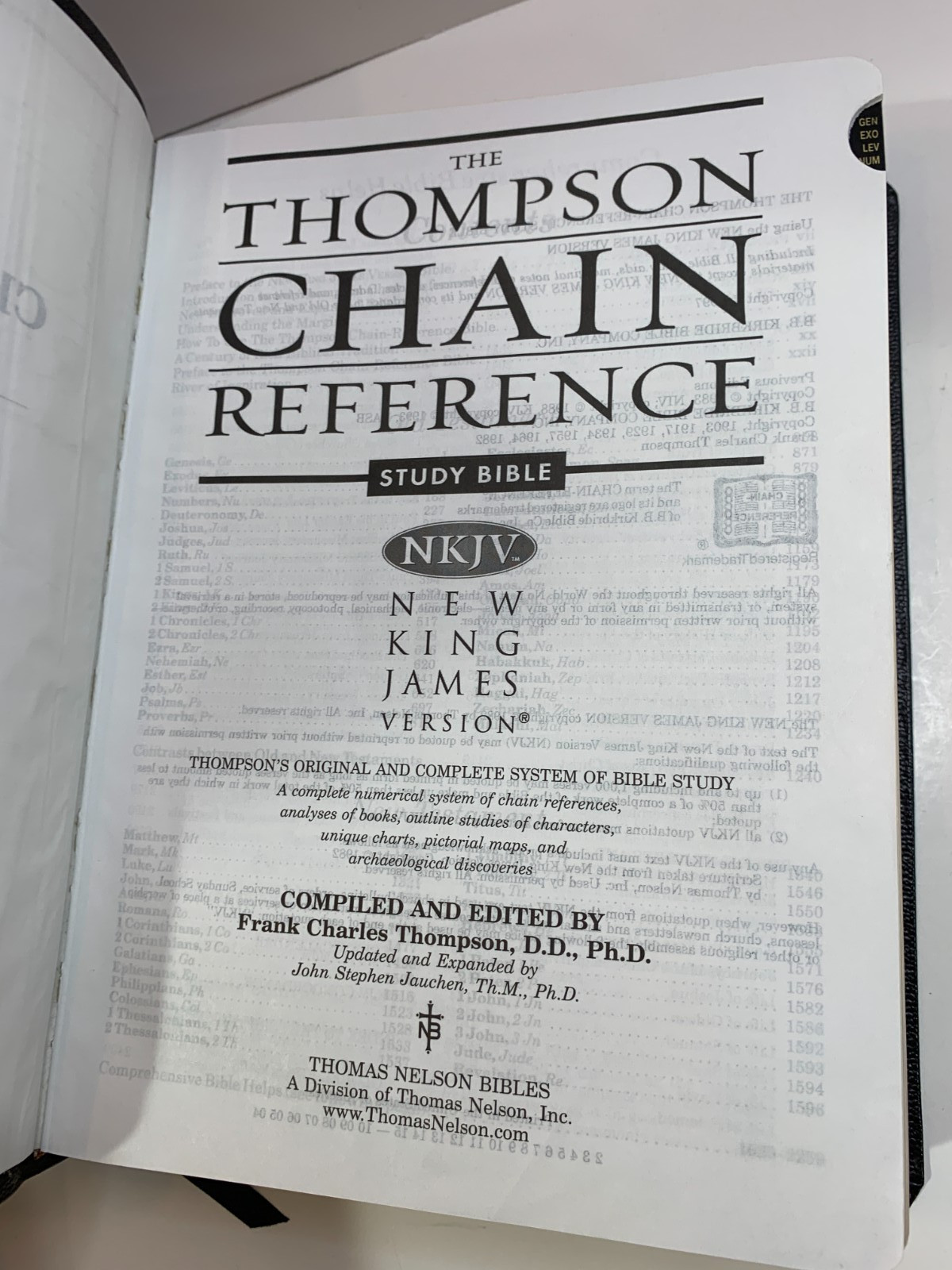 NKJV Thompson Chain Reference Bible Black Genuine Leather Nelson 3556 W/ Box