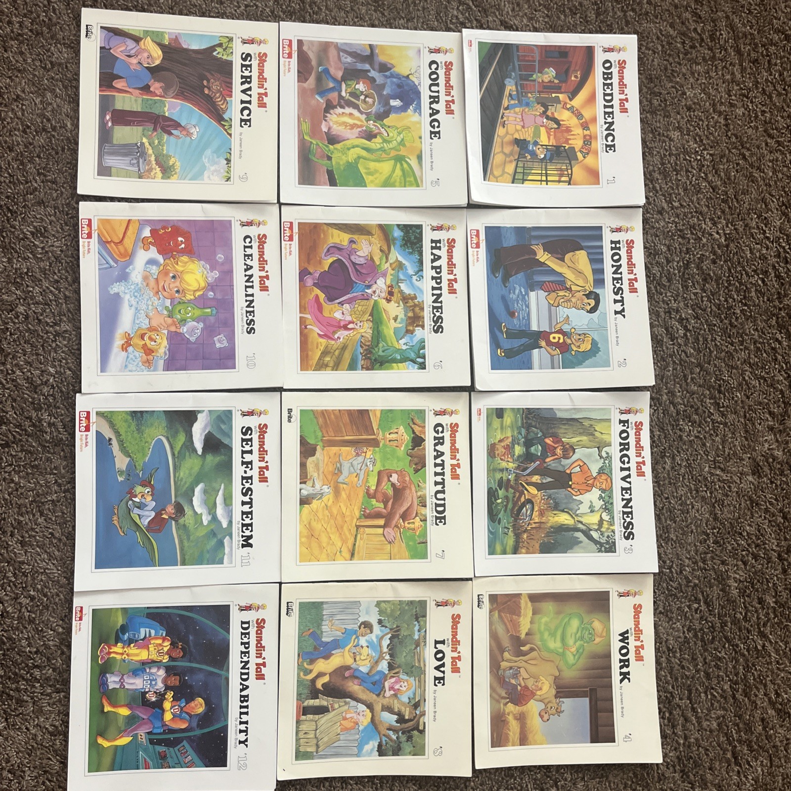 Lot Of 12 STANDIN‘ TALL Book Set By Janeen Brady #1-12 Honesty, Courage, Love…
