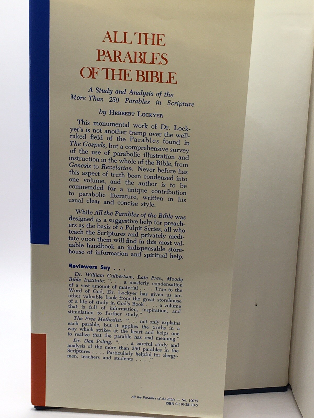 All The Parables of the Bible by Herbert Lockyer Lockyear Zondervan HCDJ