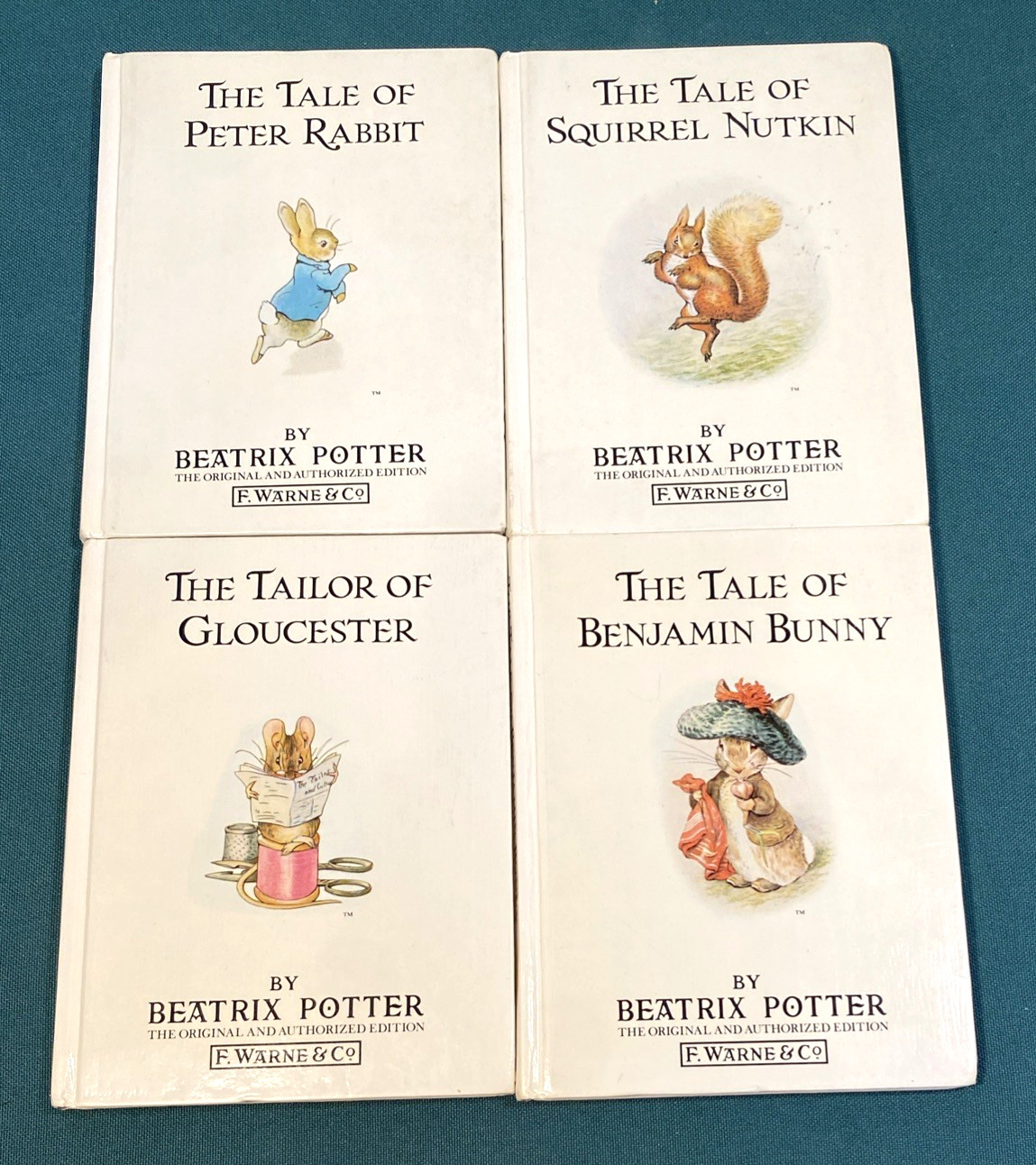 BEATRIX POTTER HARDBACKS ~ F. Warne & Co. ~ Small Matching Set 1-4 PETER RABBIT
