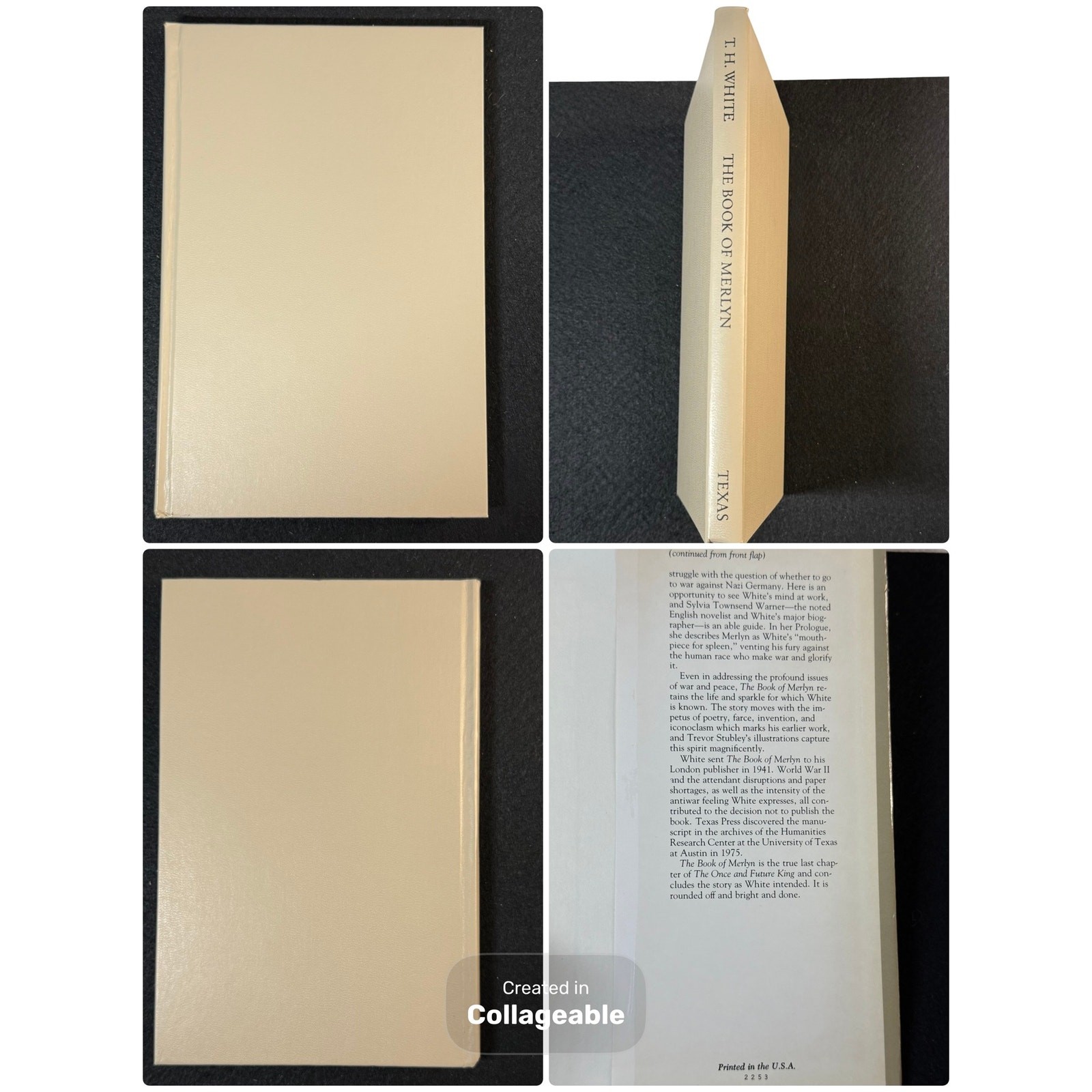 The Book of Merlyn – T.H. White – Hardcover Book Club Edition Dust Jacket 1977