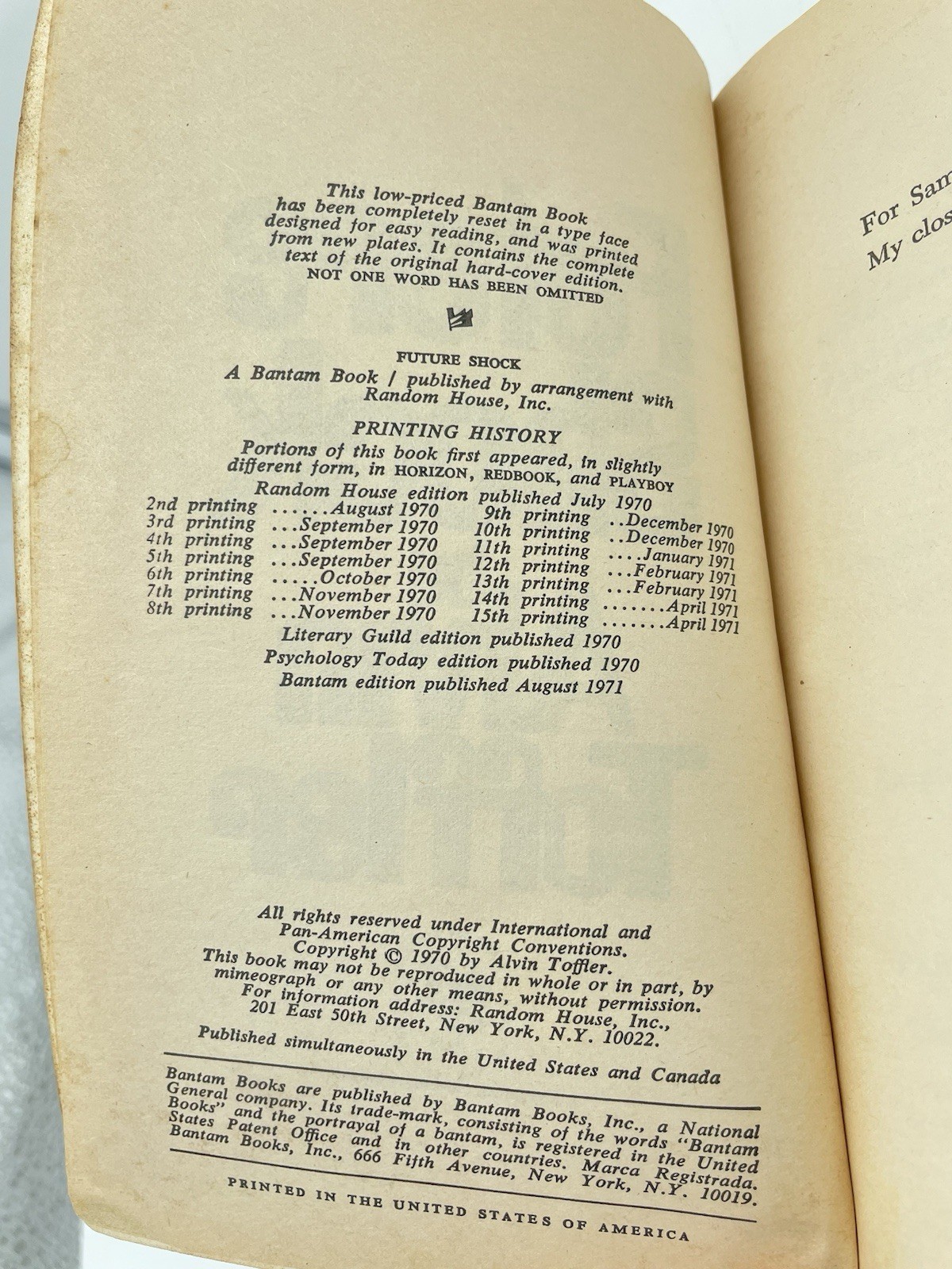 Future Shock Alvin Toffler Bantam Edition 1971 Mass Market Paperbound GUC